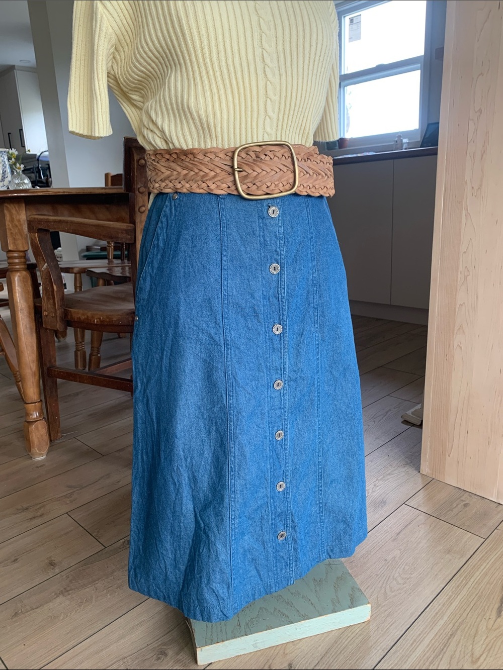 Vintage denim A-Line Skirt | 100% cotton | coastal country vibes